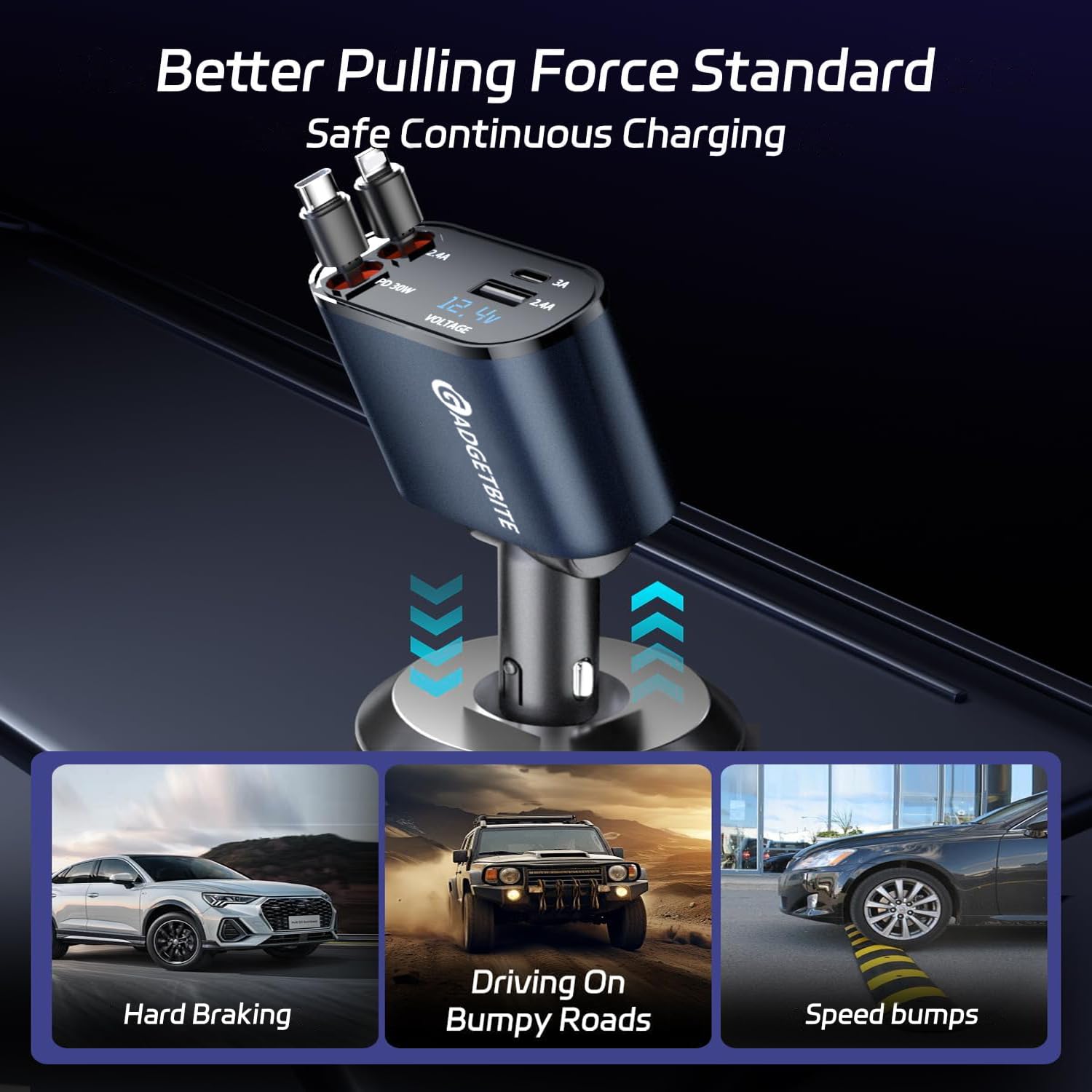 🚗 DriveCharge Pro™ 4-in-1 Fast Car Charger